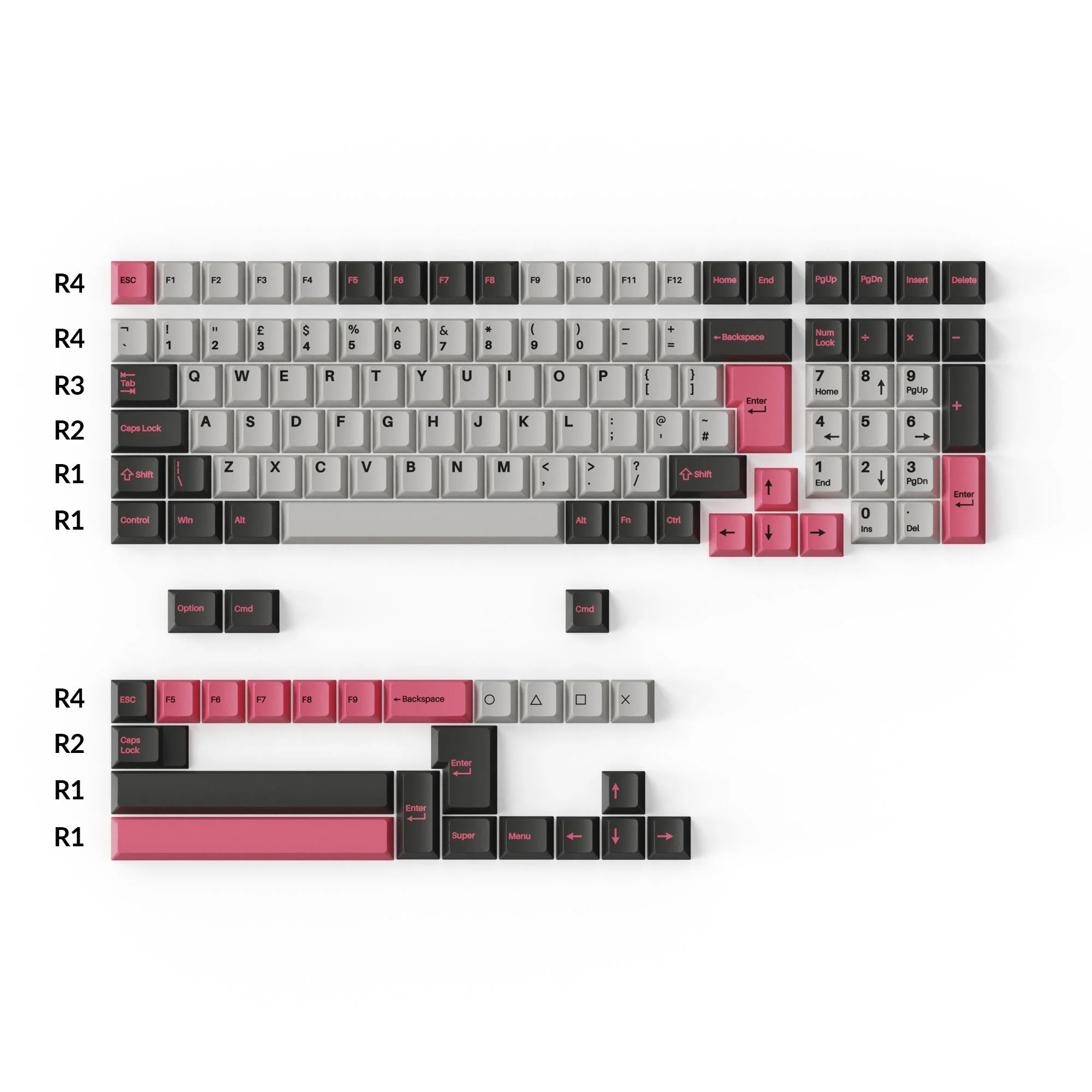 Cherry Profile Double - Shot PBT Full Set Keycaps - Dolch Pink - Image 5