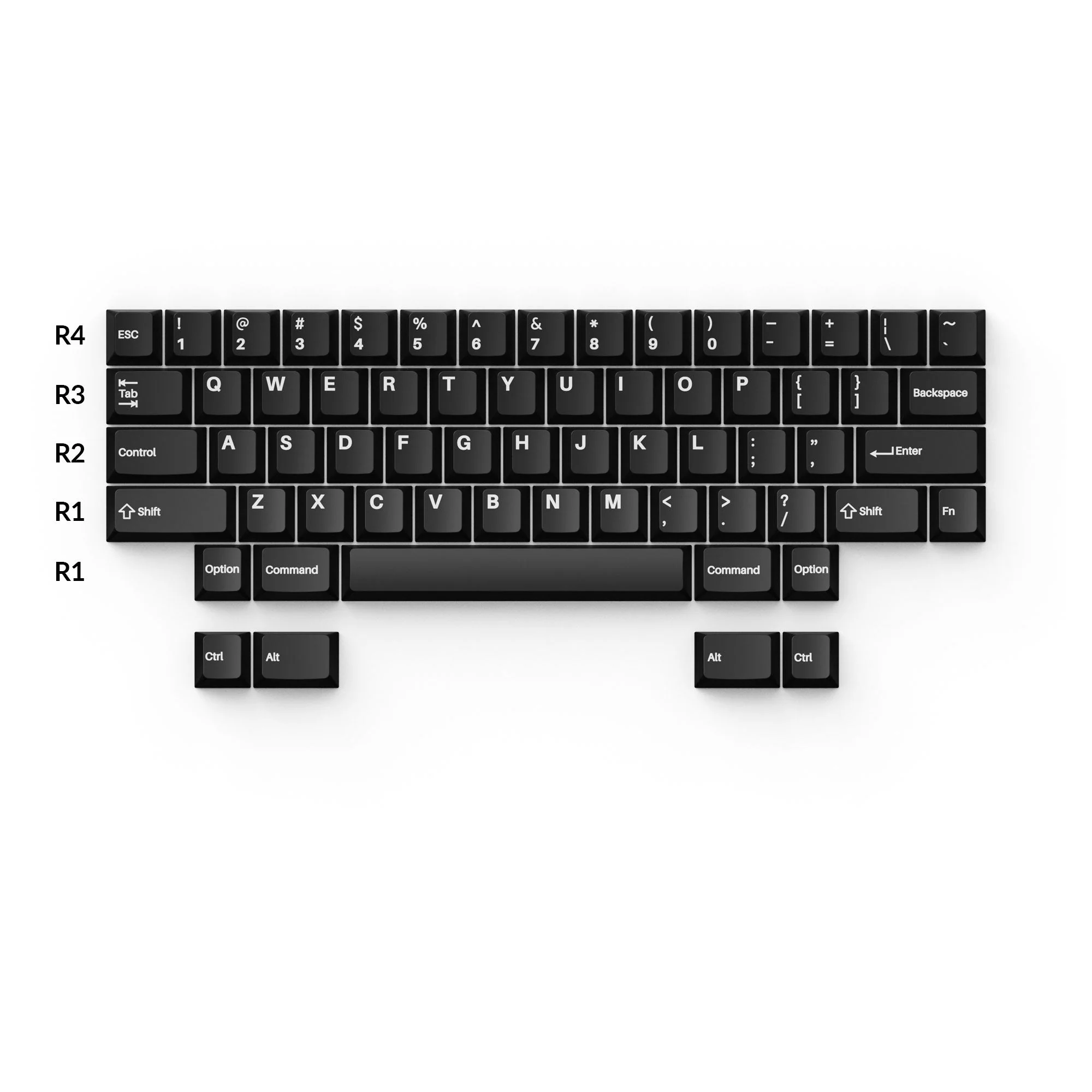 Cherry Profile Double - Shot PBT Full Set Keycaps - White on Black - Wob - Image 3