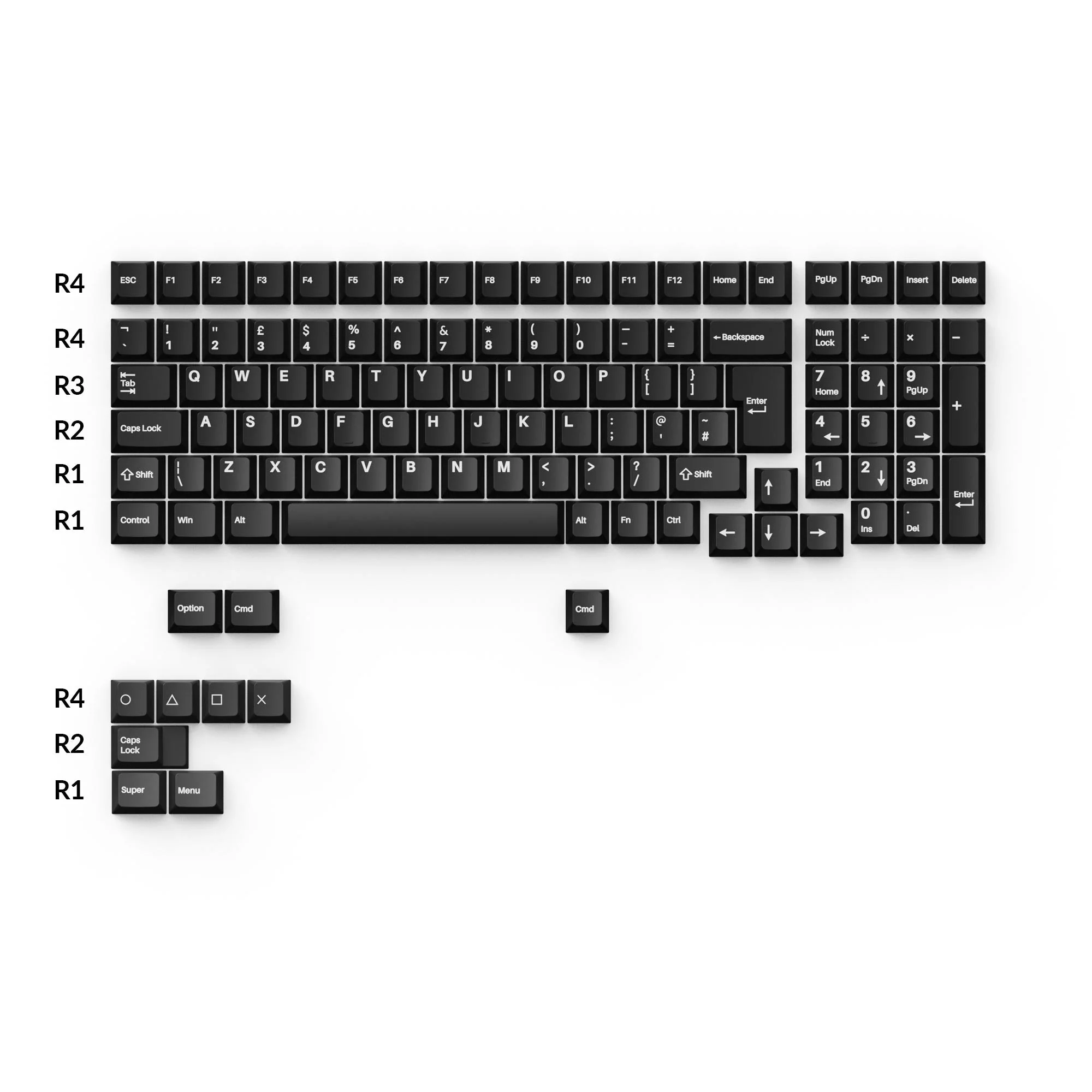 Cherry Profile Double - Shot PBT Full Set Keycaps - White on Black - Wob - Image 5