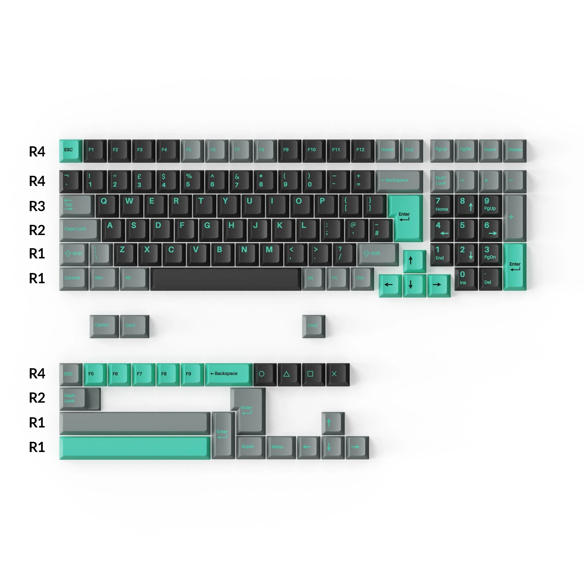 Cherry Profile Double-Shot PBT Full Set Keycaps - Hacker Mint - Image 5