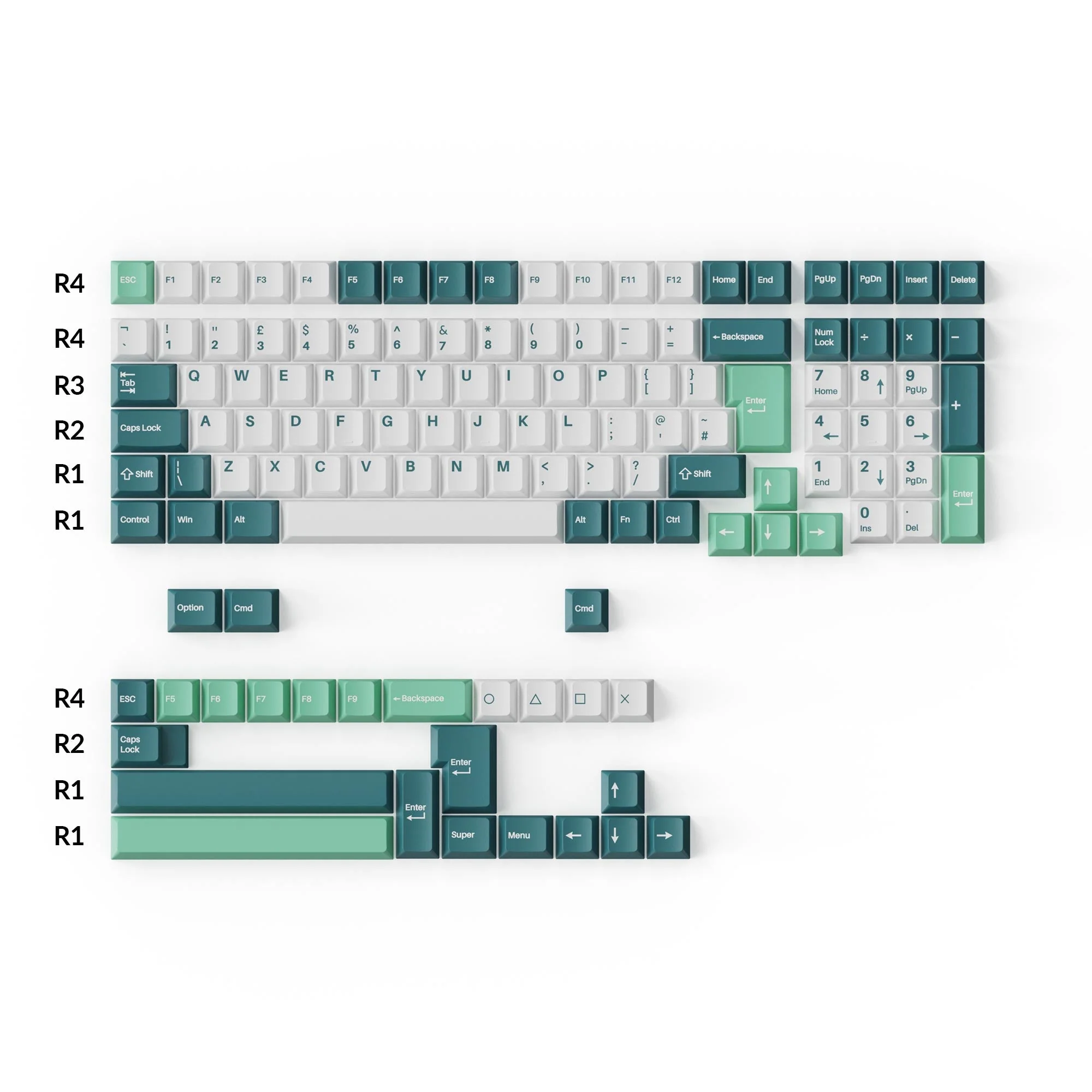 Cherry Profile Double-Shot PBT Full Set Keycaps - White Mint - Image 5