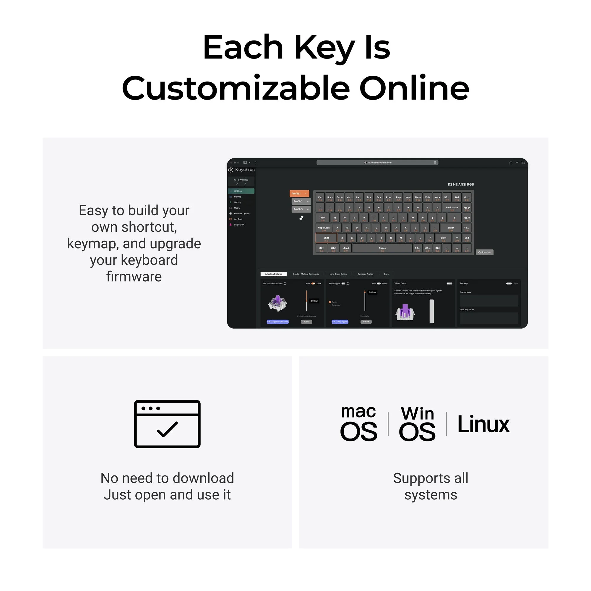 Keychron K2 HE Wireless Magnetic Switch Custom Keyboard - Concrete Edition - Image 6